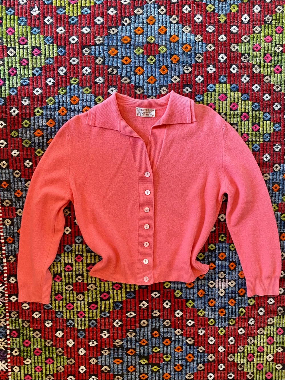 Vintage Coral Angora Cardigan